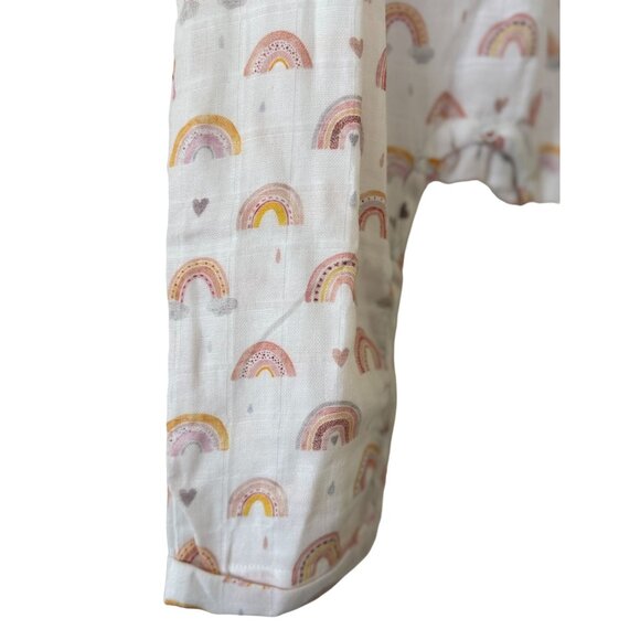 Nola Tawk Muslin Romper Chase Rainbows 2T Organic Cotton White Multicolor NWT - Picture 12 of 16